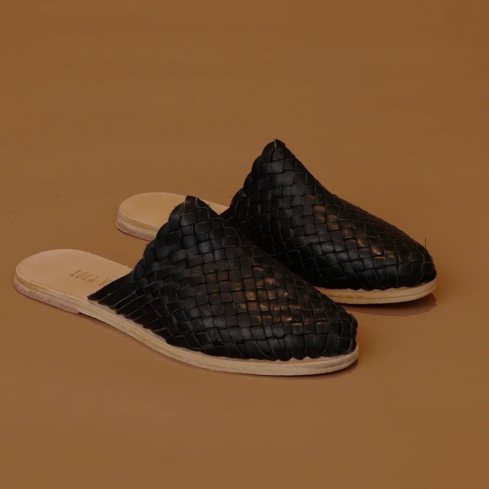 Lola Y Tula Handwoven Leather Slides Size 9 - Picture 3 of 10